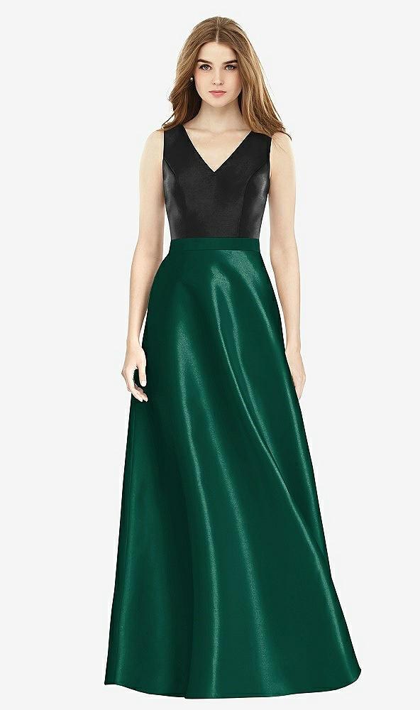 sleeveless a-line satin dress with pockets