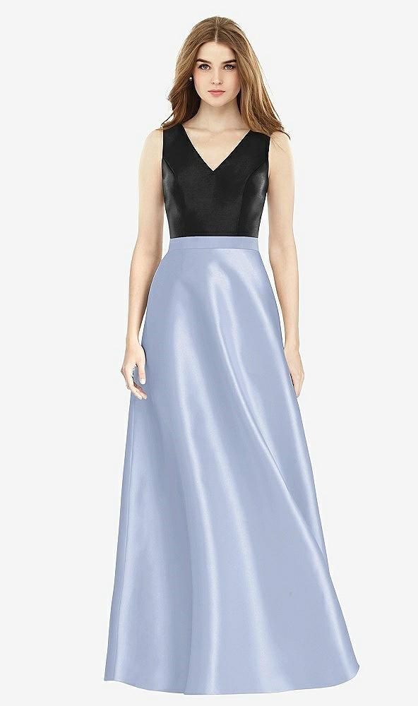 sleeveless a-line satin dress with pockets