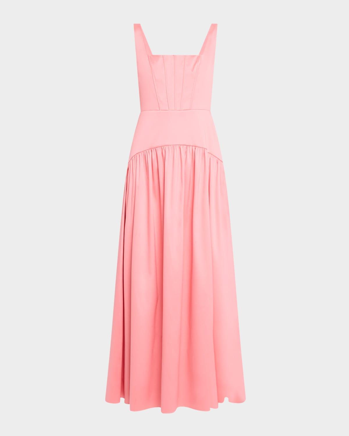 sleeveless a-line stretch mikado maxi dress