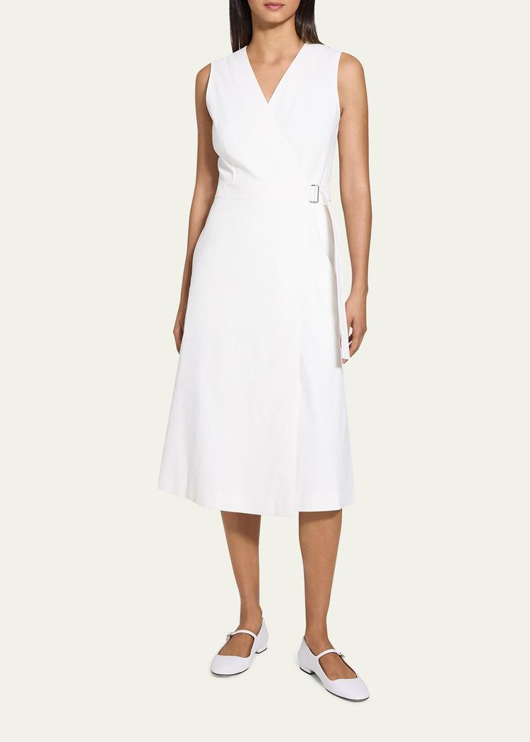 sleeveless a-line wrap dress