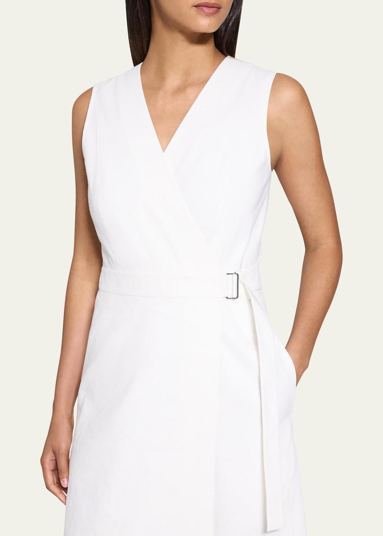 sleeveless a-line wrap dress