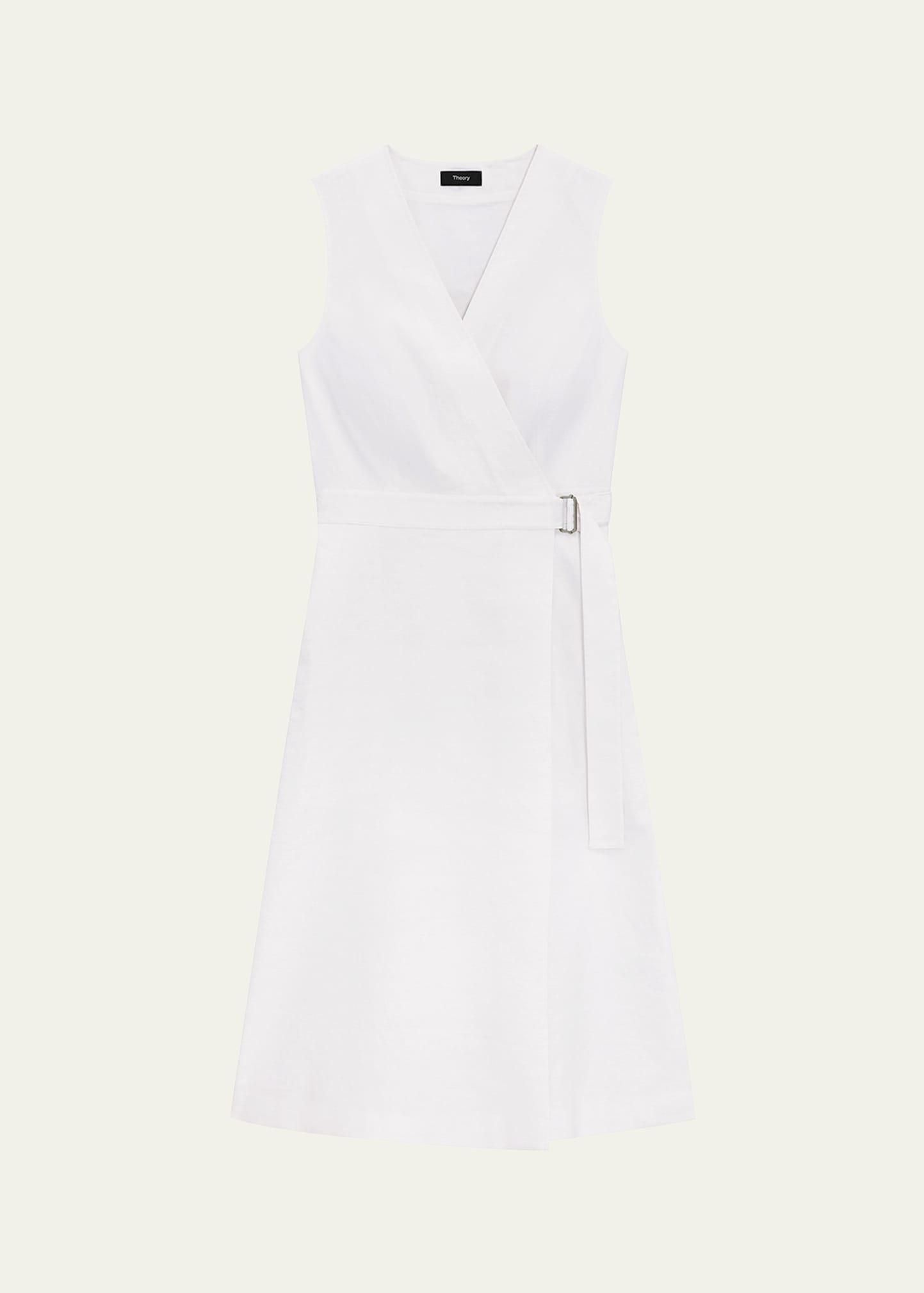 sleeveless a-line wrap dress