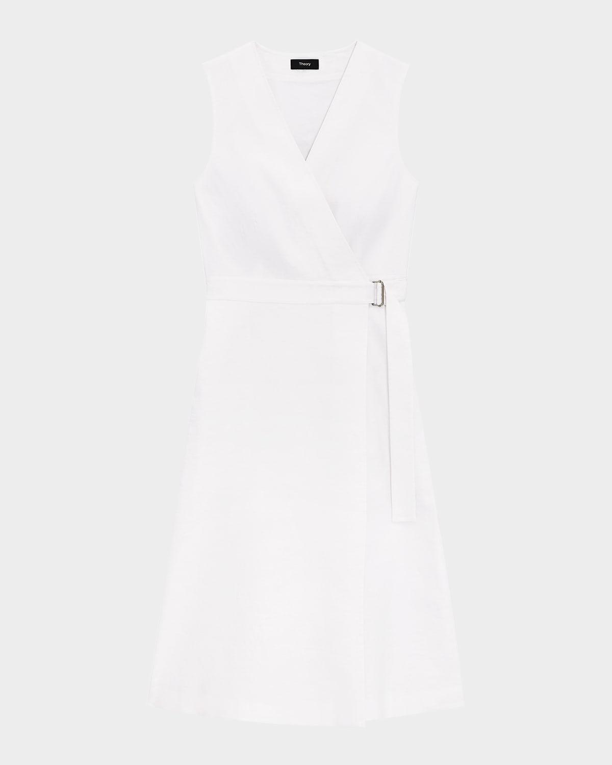 sleeveless a-line wrap dress