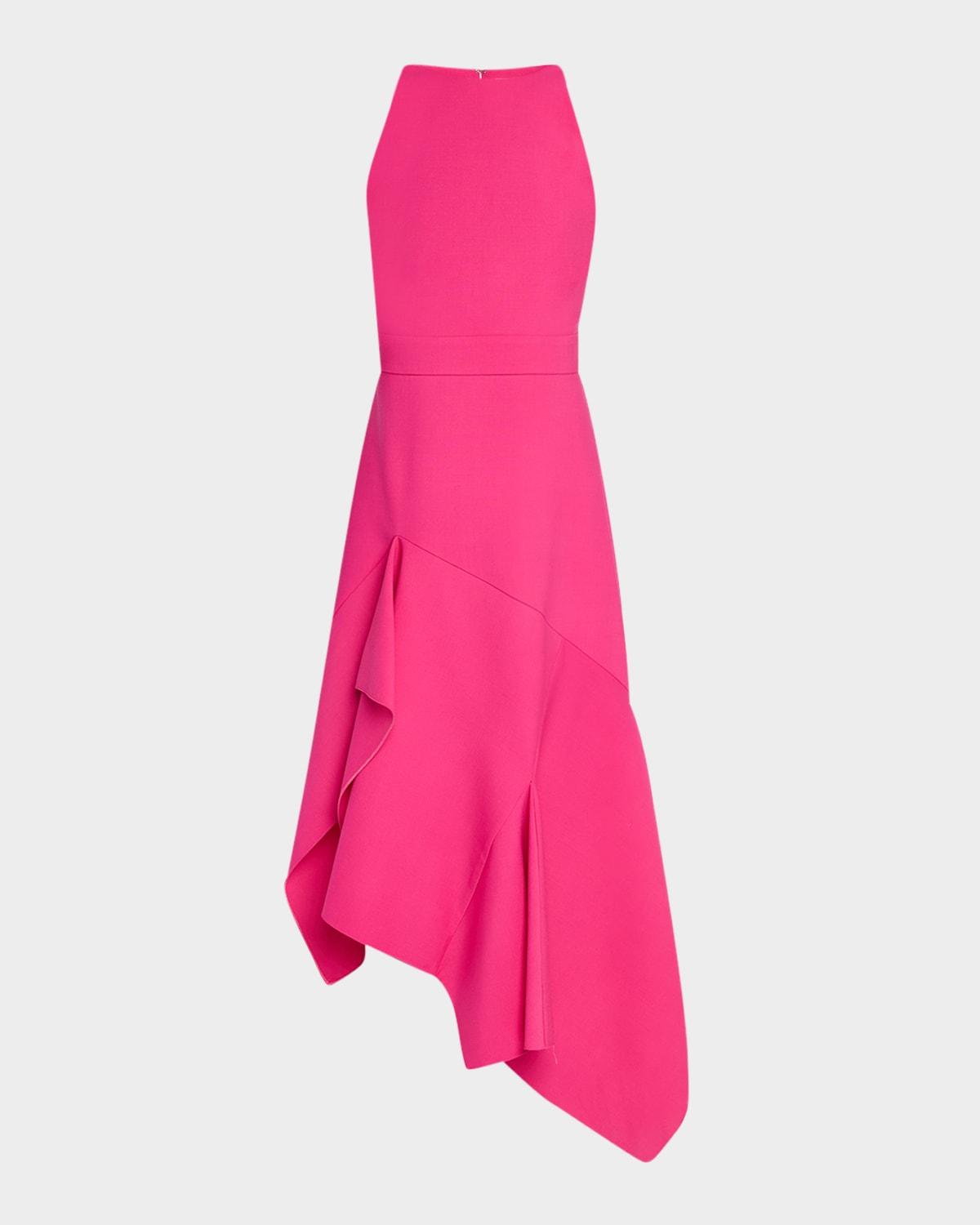 sleeveless asymmetric drape-hem midi dress