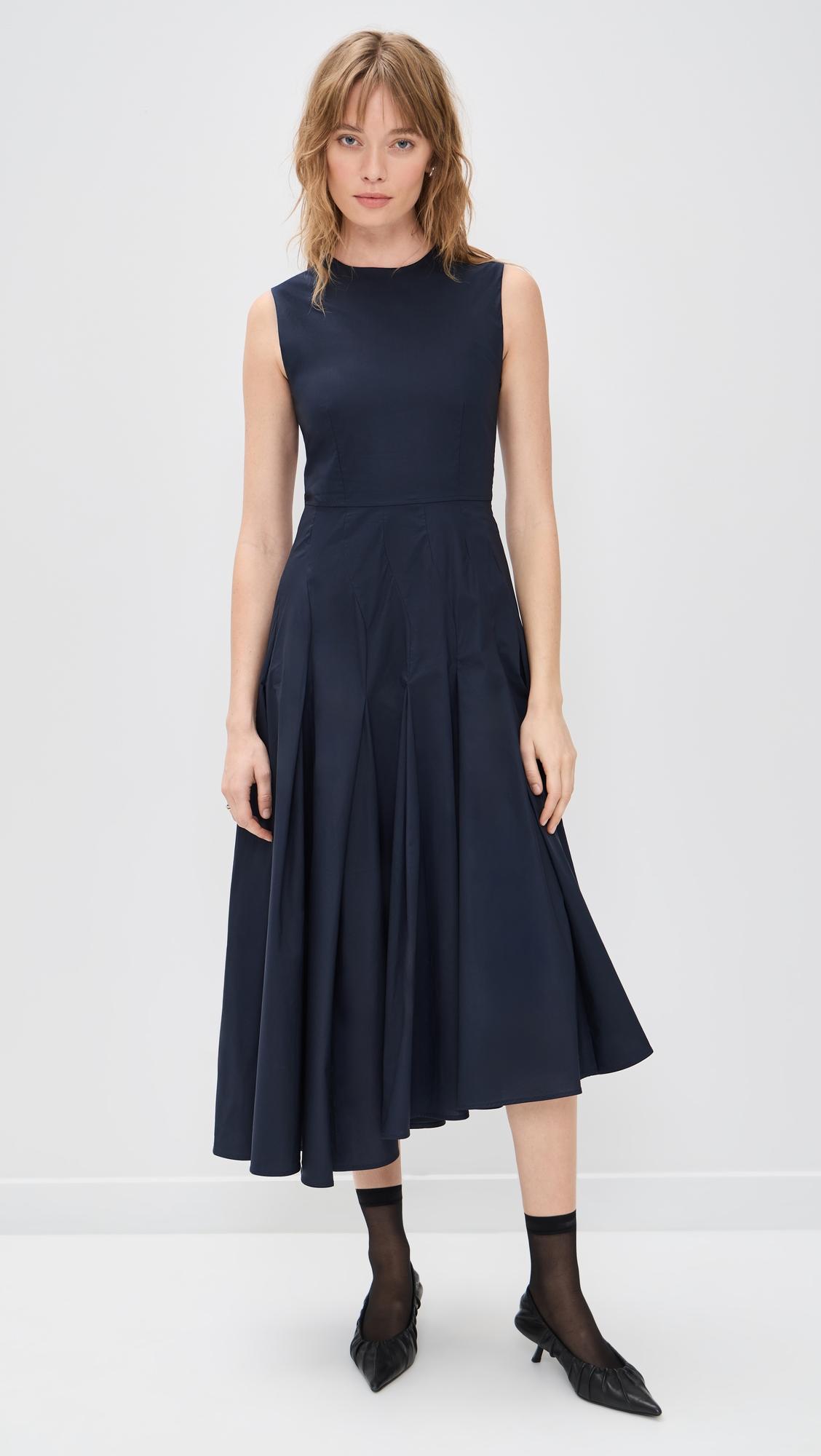sleeveless asymmetrical drop waist dress