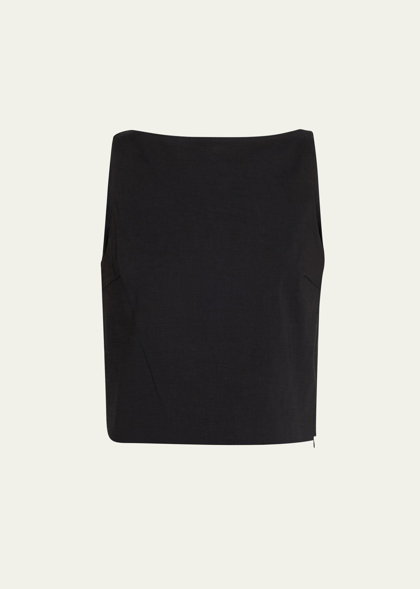 sleeveless bateau-neck top