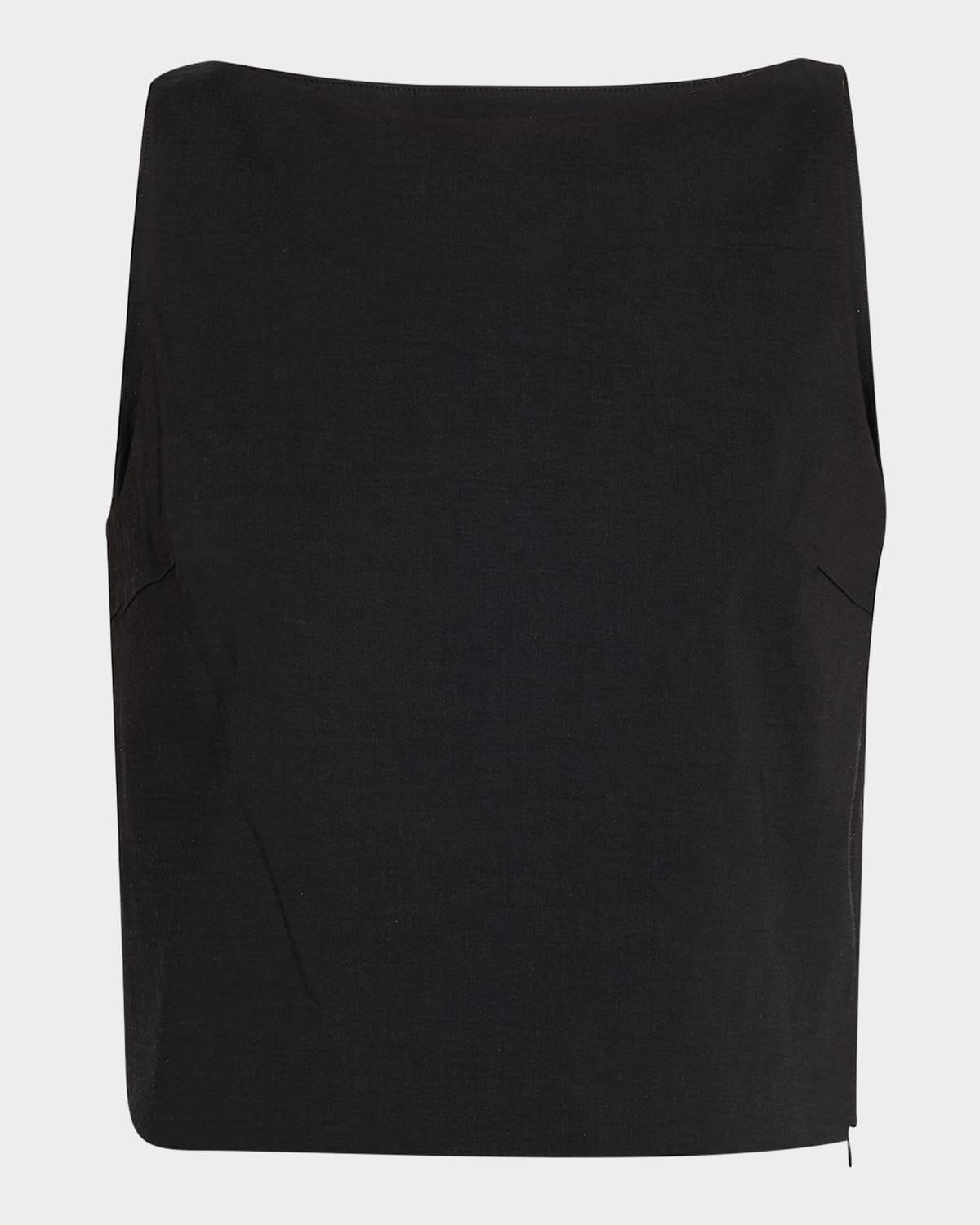 sleeveless bateau-neck top