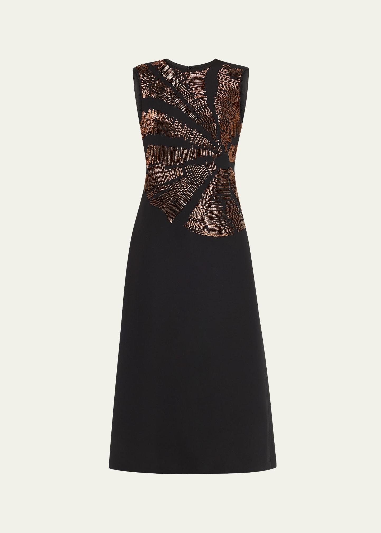 sleeveless beaded midi dress
