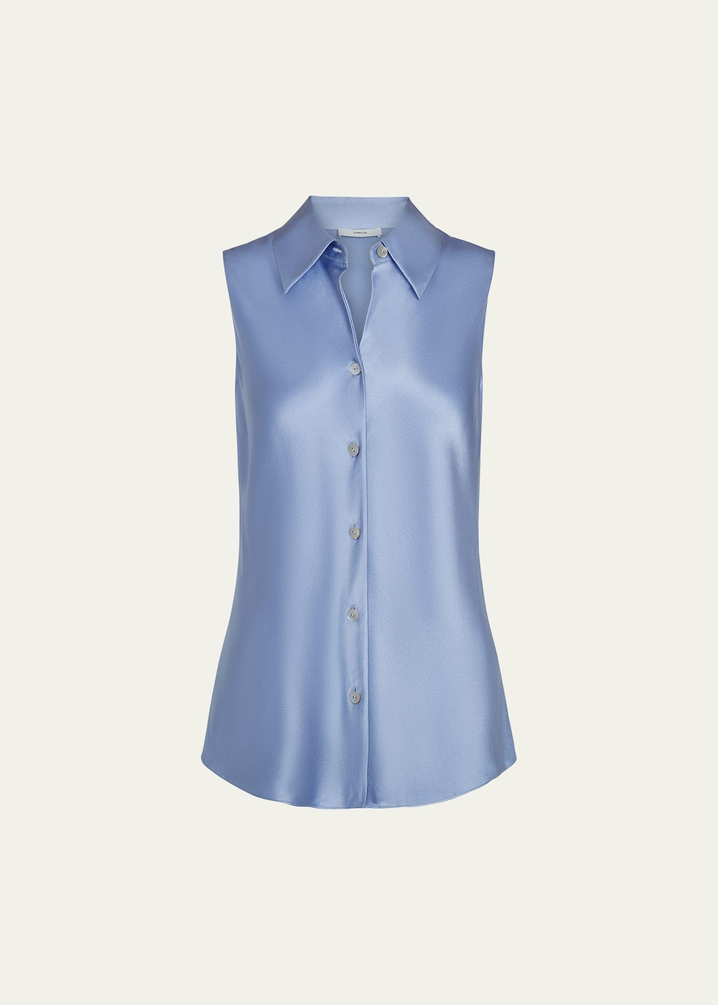 sleeveless bias-cut silk shirt