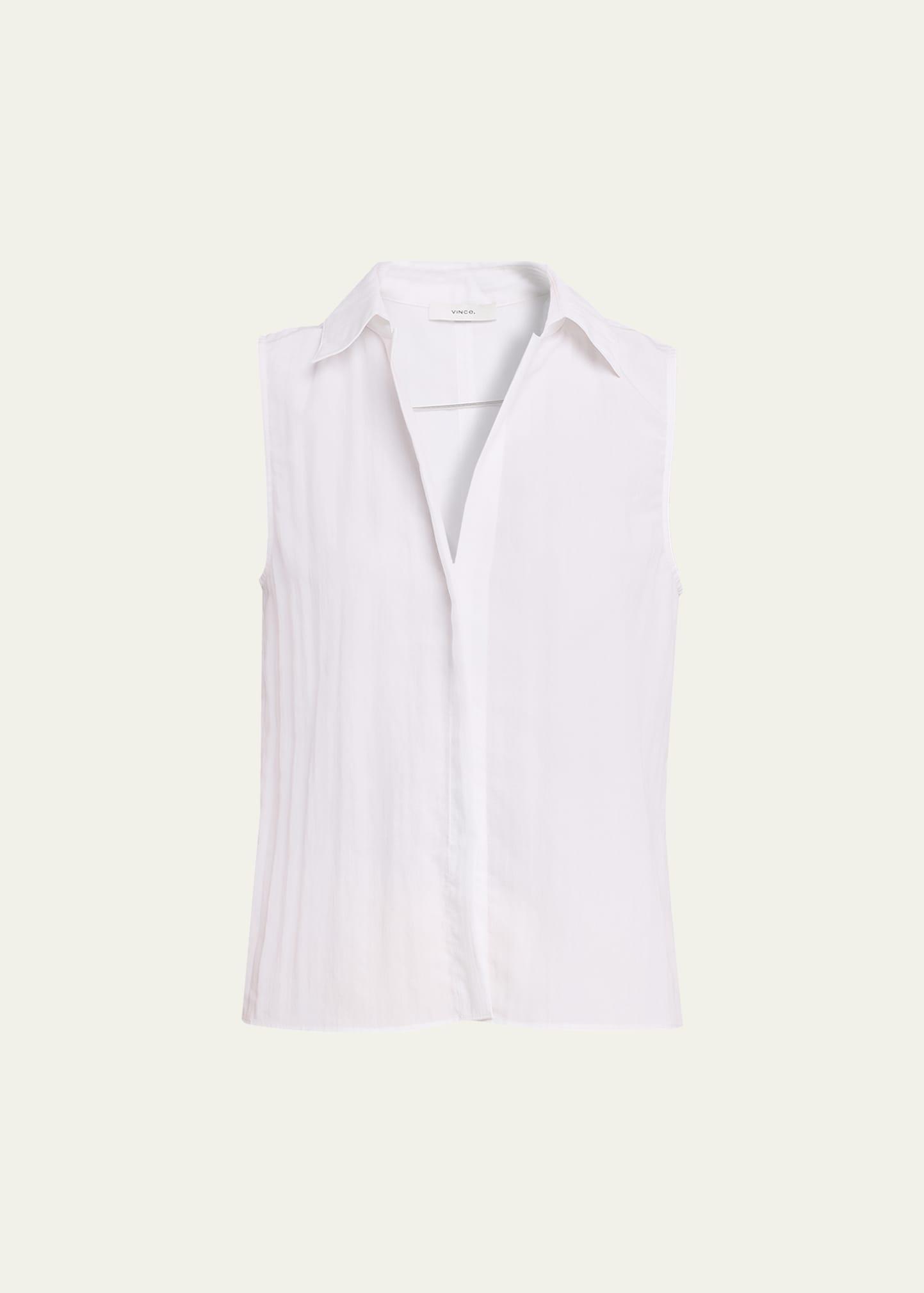 sleeveless boxy button-front shirt