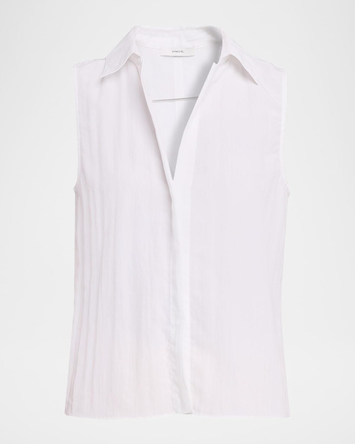sleeveless boxy button-front shirt
