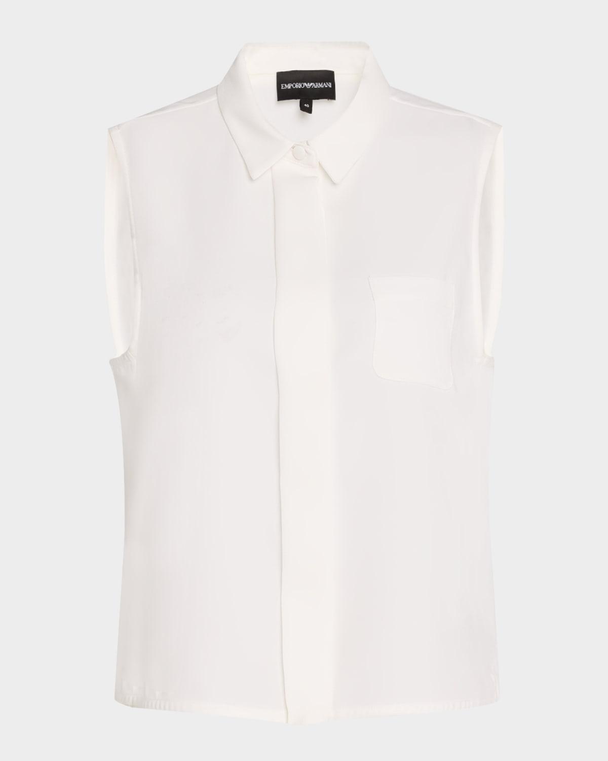 sleeveless button-down blouse