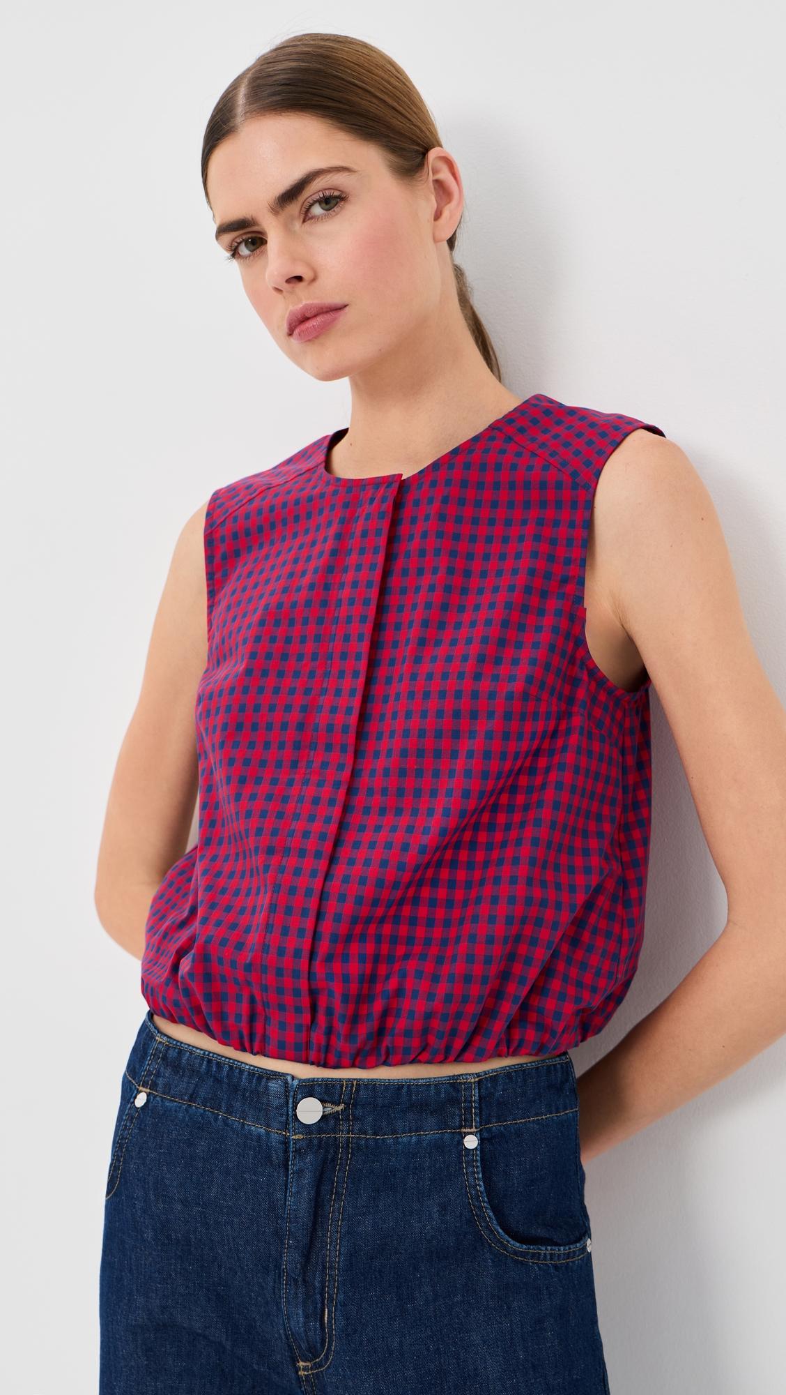 sleeveless button down top