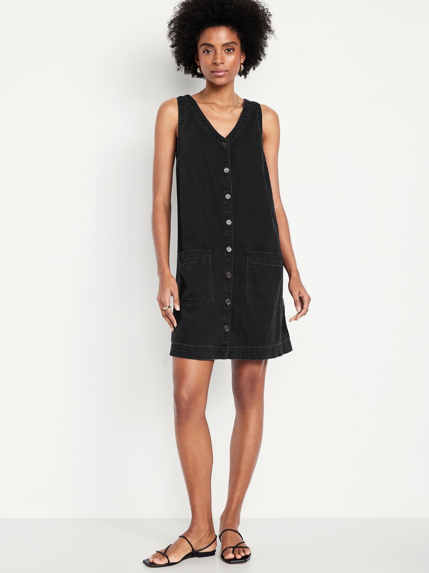 sleeveless button-front mini dress
