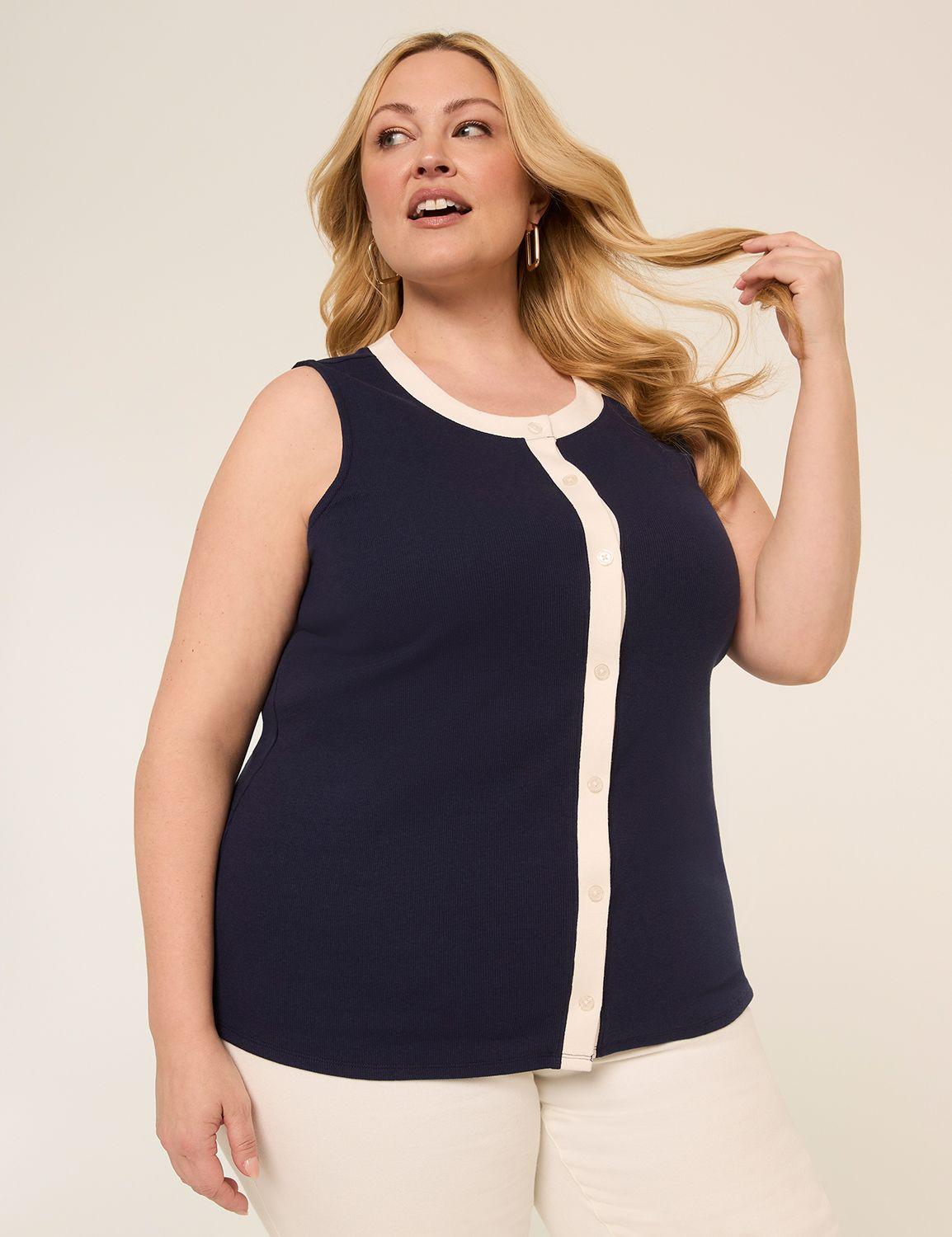 sleeveless button-front top