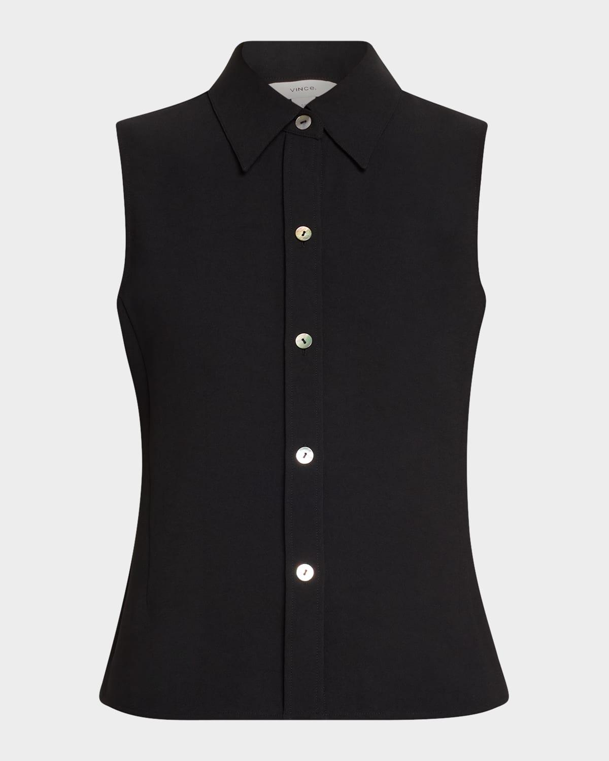 sleeveless button-front top