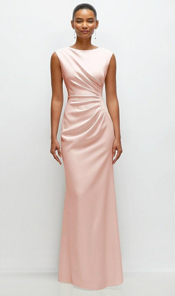 sleeveless cap shoulder crepe maxi dress with trumpet skirt