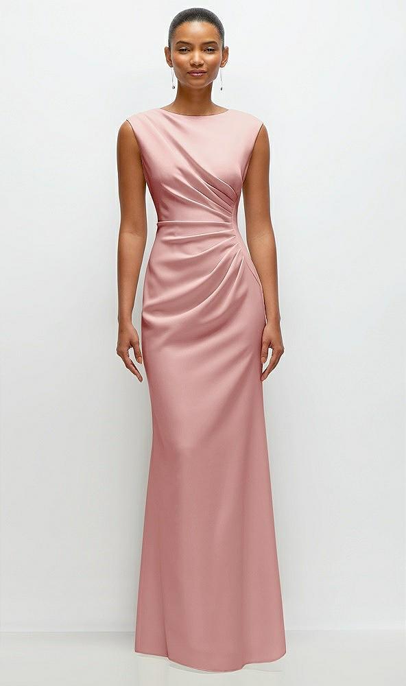 sleeveless cap shoulder crepe maxi dress with trumpet skirt