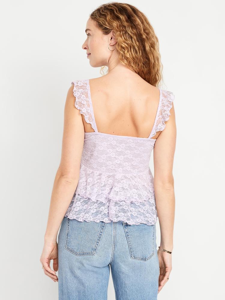 sleeveless cascading ruffle top