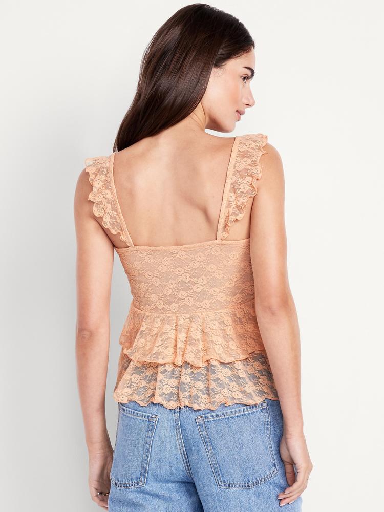 sleeveless cascading ruffle top