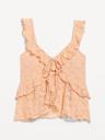 sleeveless cascading ruffle top