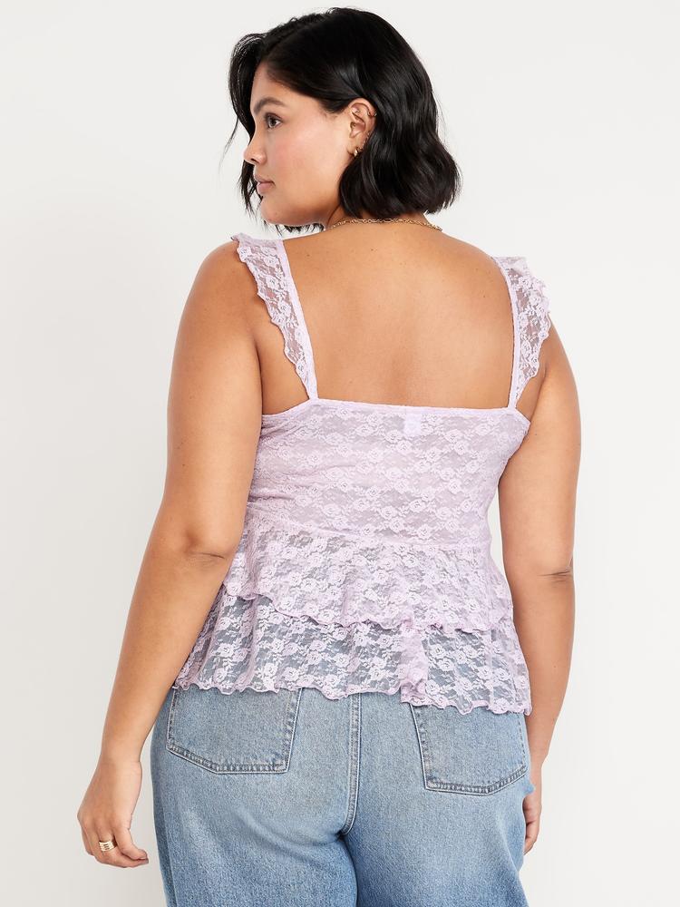 sleeveless cascading ruffle top