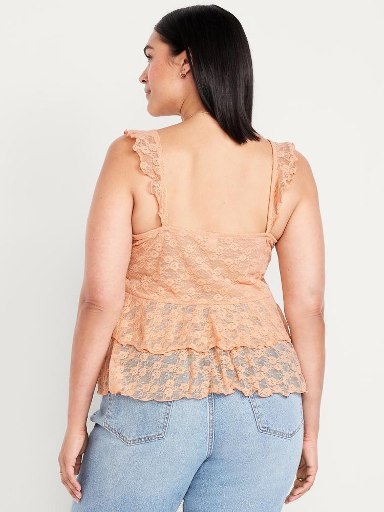 sleeveless cascading ruffle top