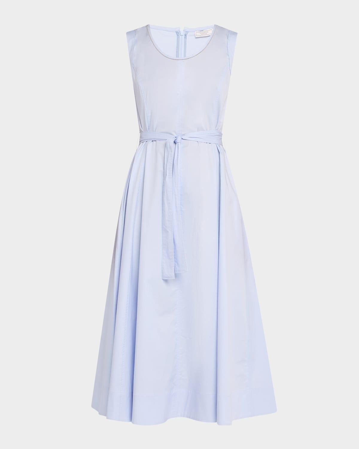 sleeveless chain-trim midi dress