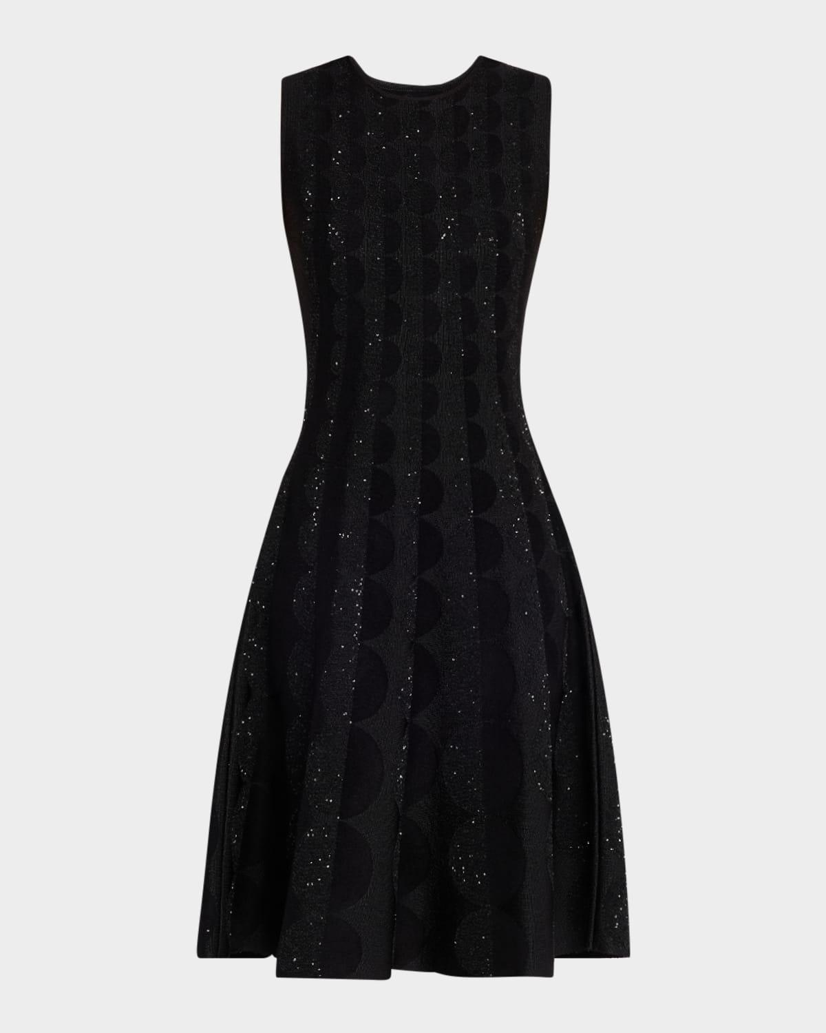sleeveless circle jacquard midi dress