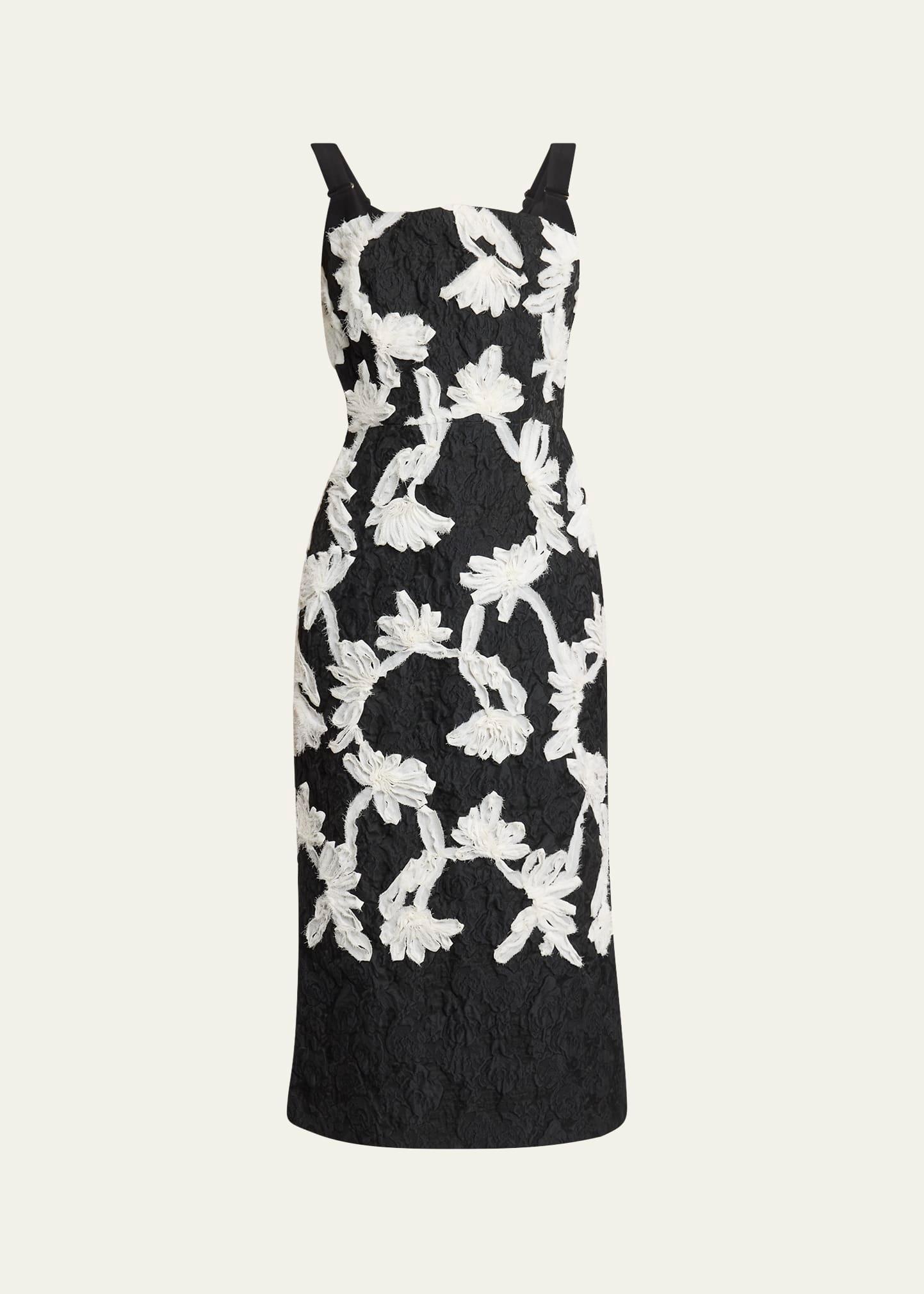 sleeveless cloque midi cocktail dress