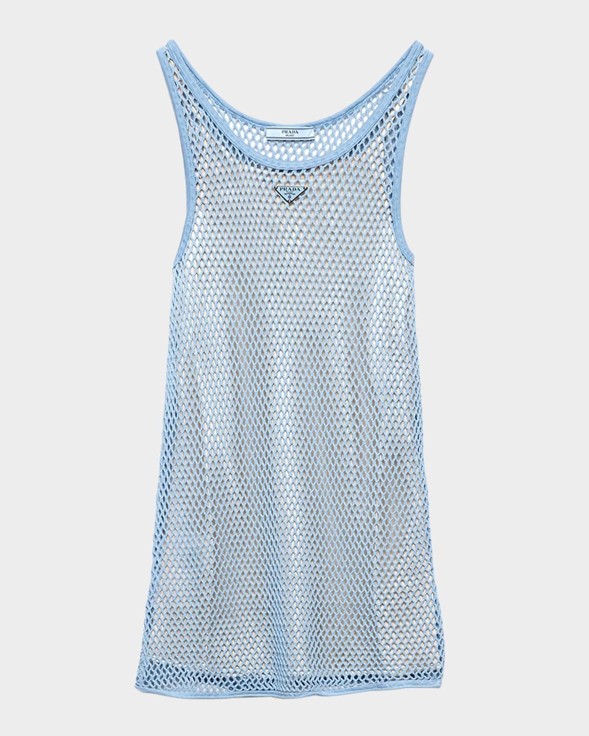 sleeveless cotton mesh mini dress