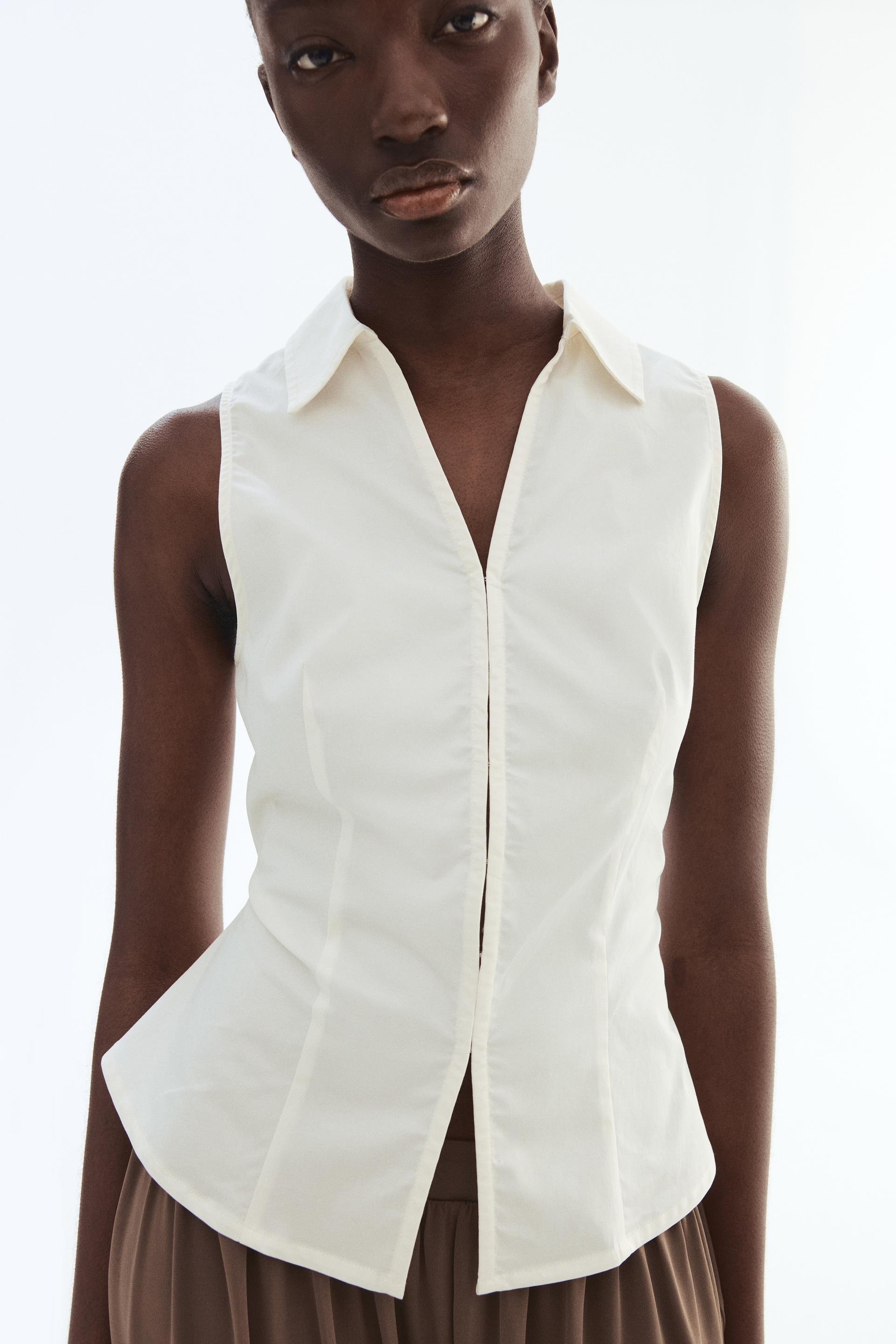 sleeveless cotton shirt