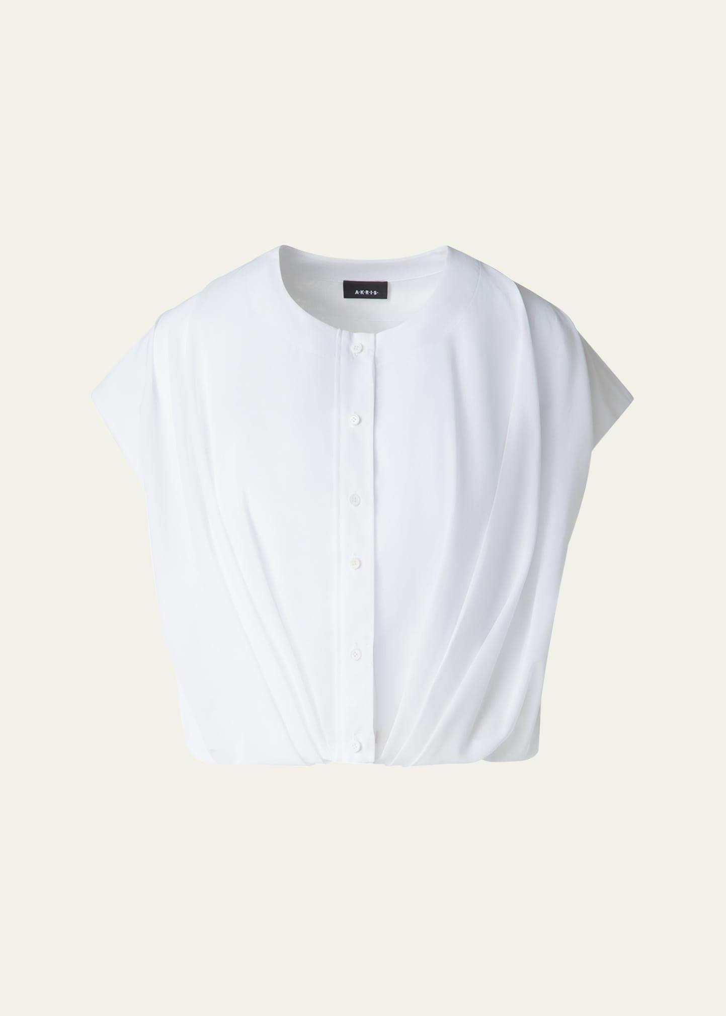 sleeveless cotton voile bubble blouse