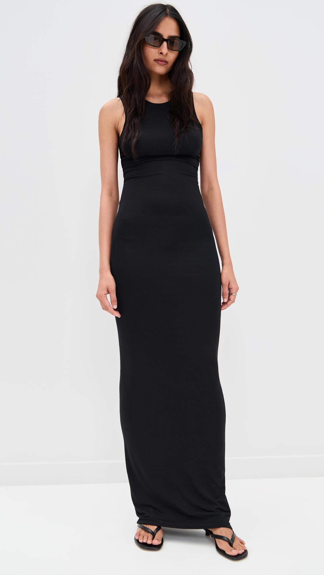 sleeveless crewneck maxi dress