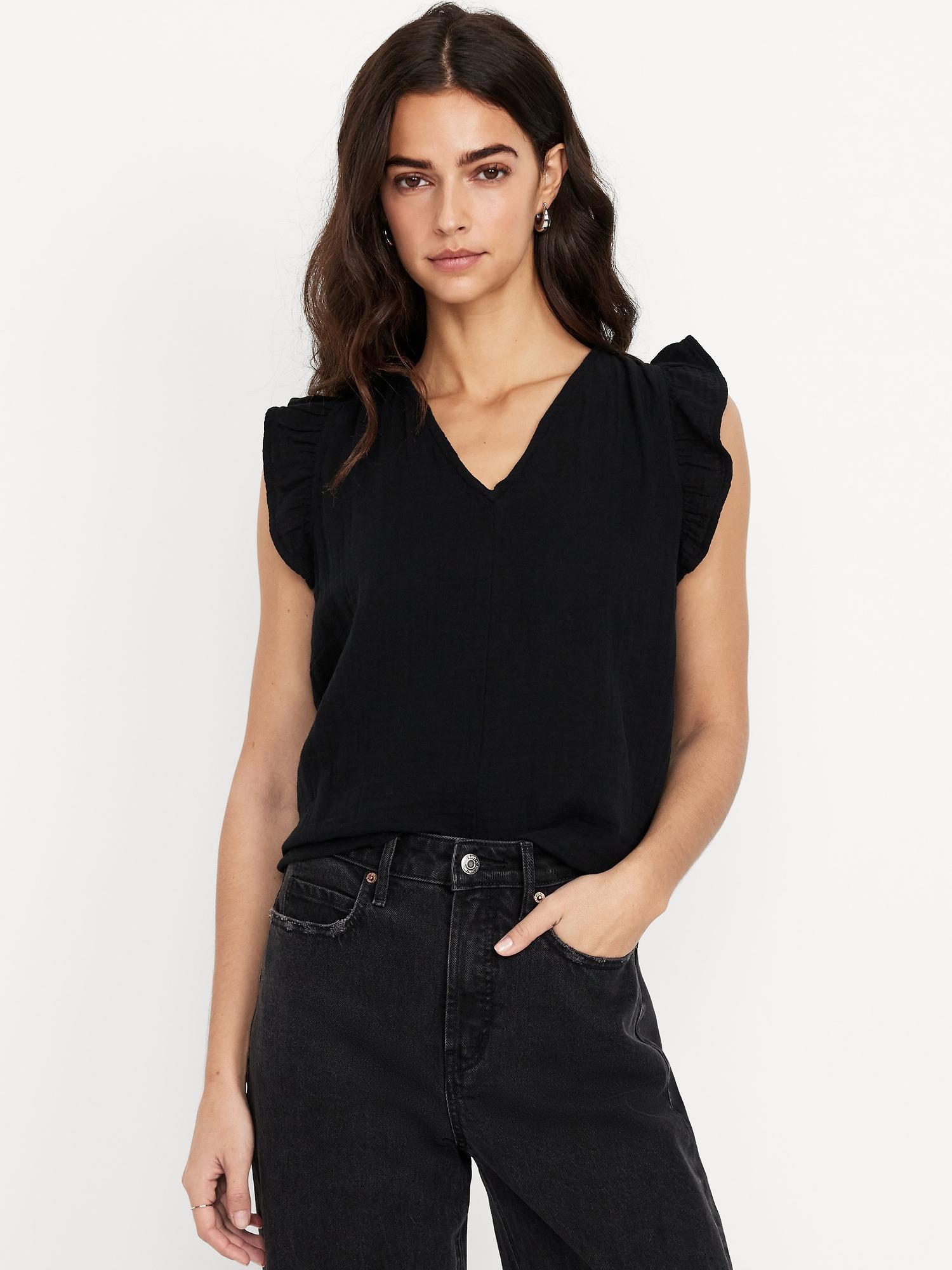 sleeveless crinkle gauze top