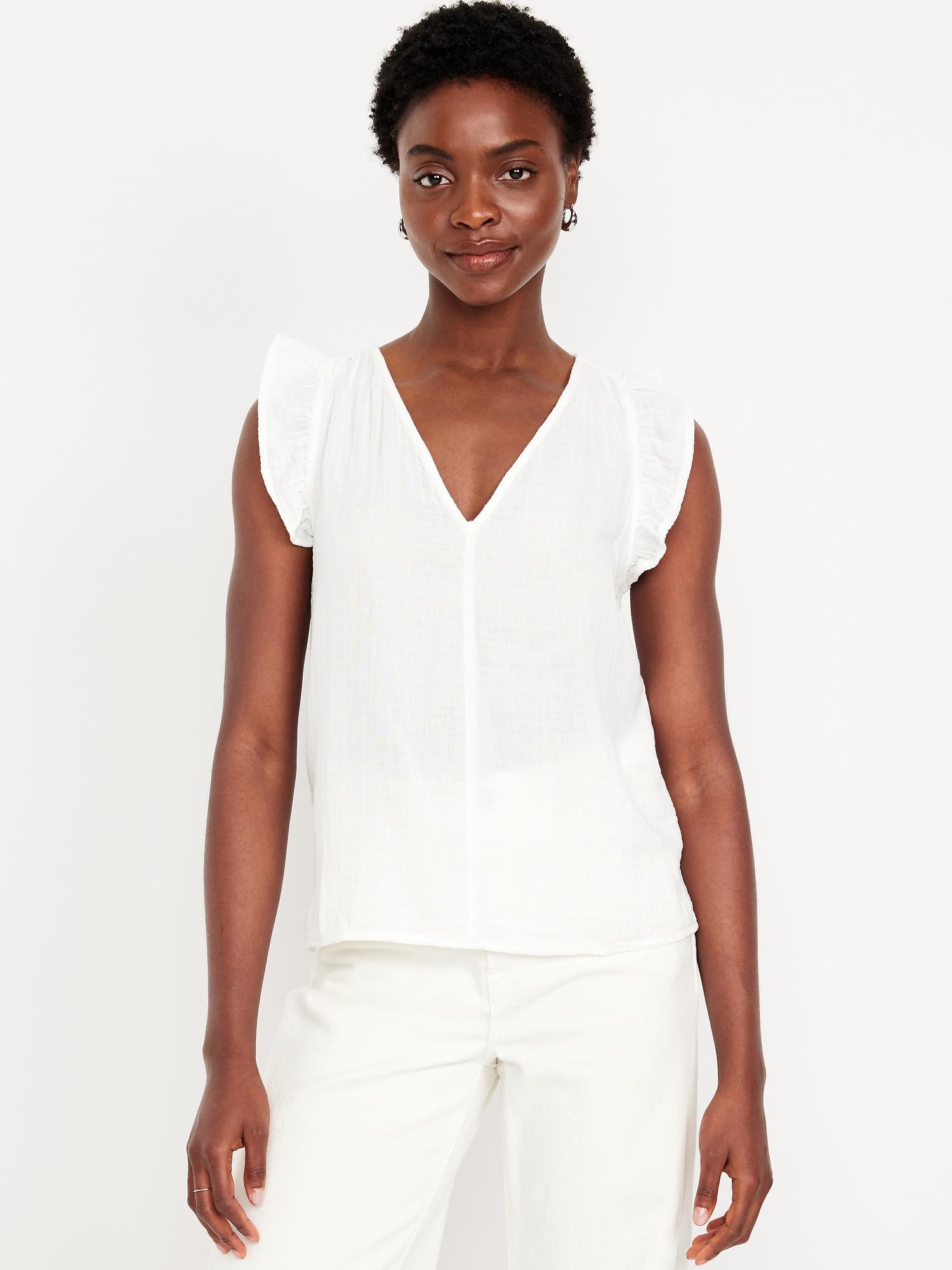 sleeveless crinkle gauze top