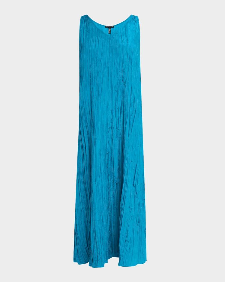 sleeveless crinkled silk midi dress