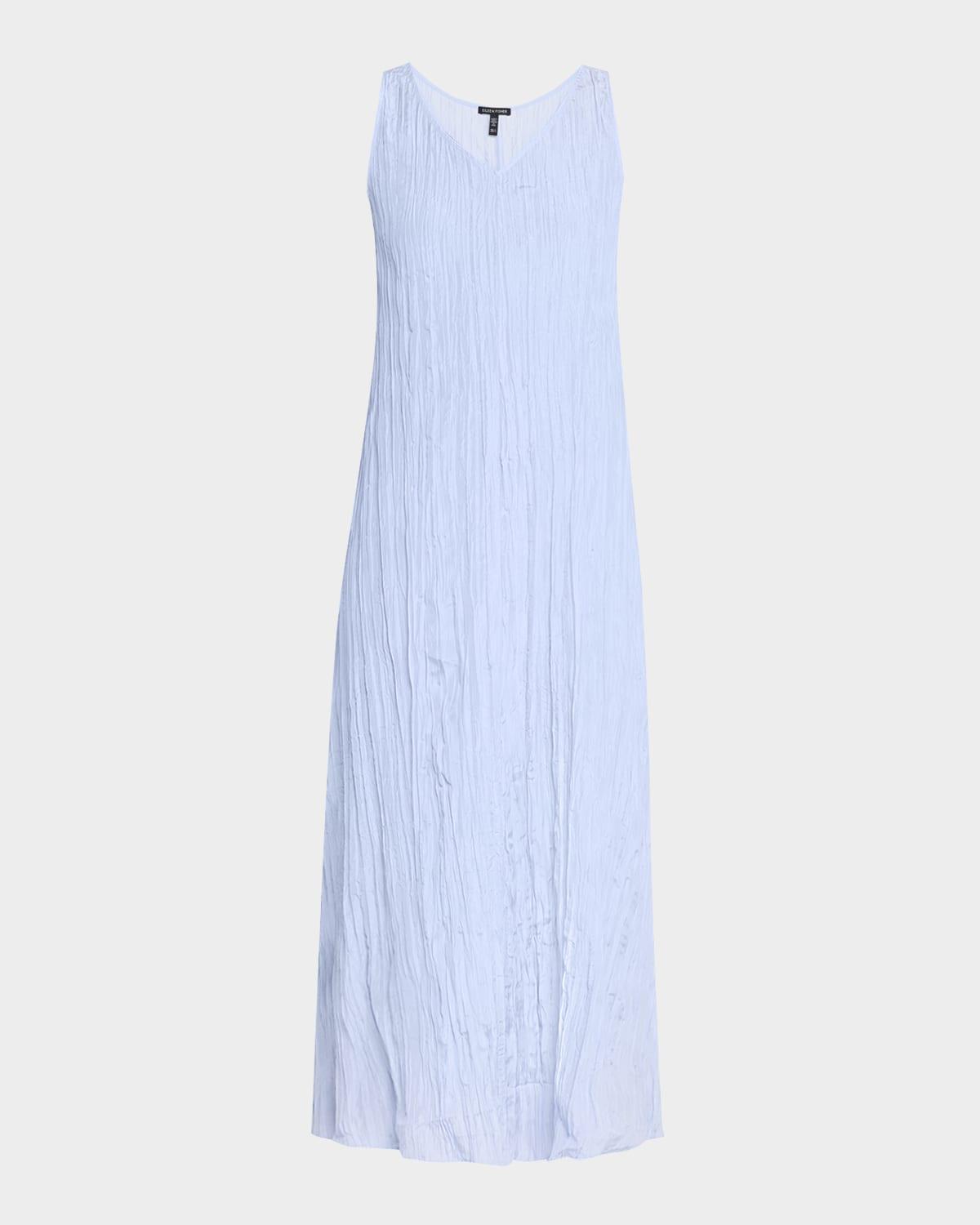 sleeveless crinkled silk midi dress