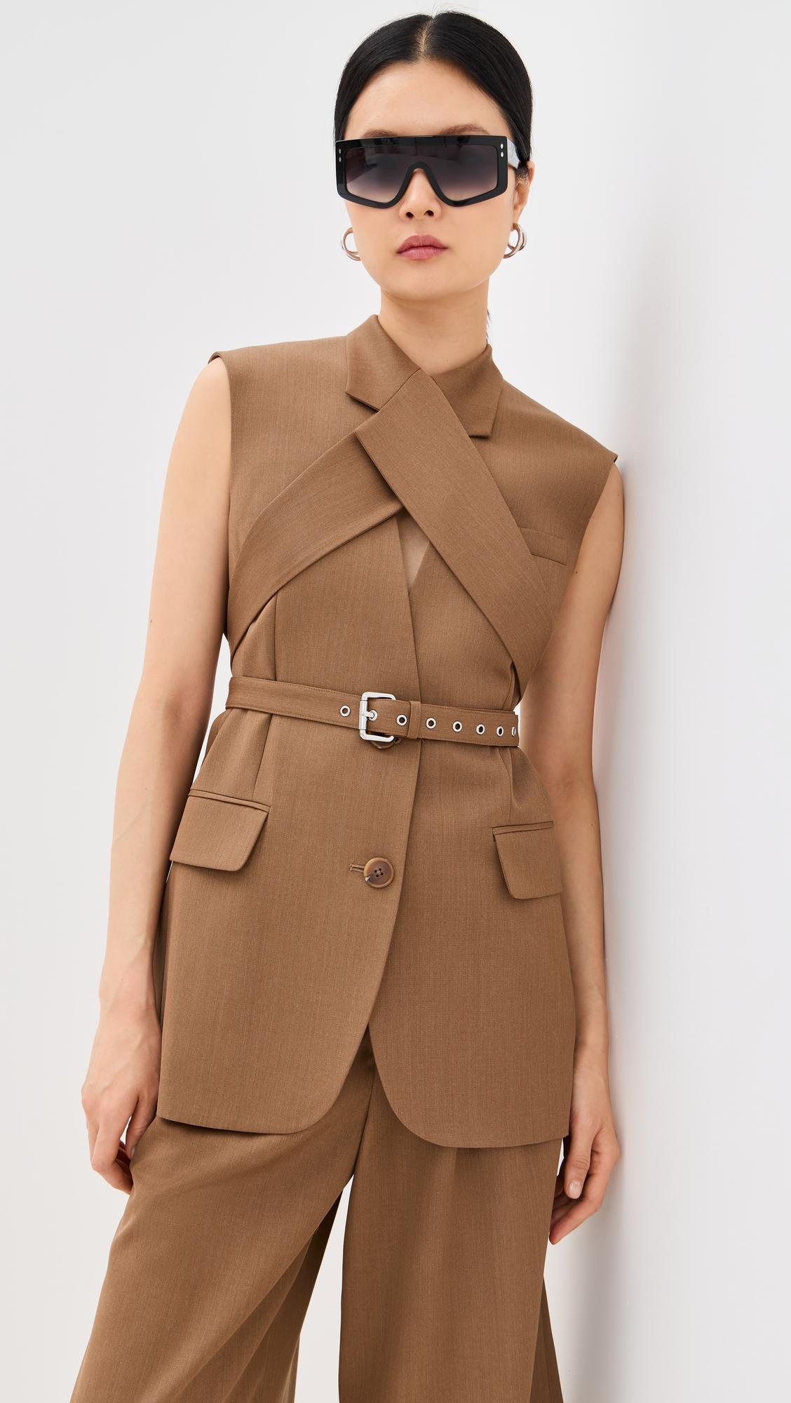 sleeveless criss cross jacket