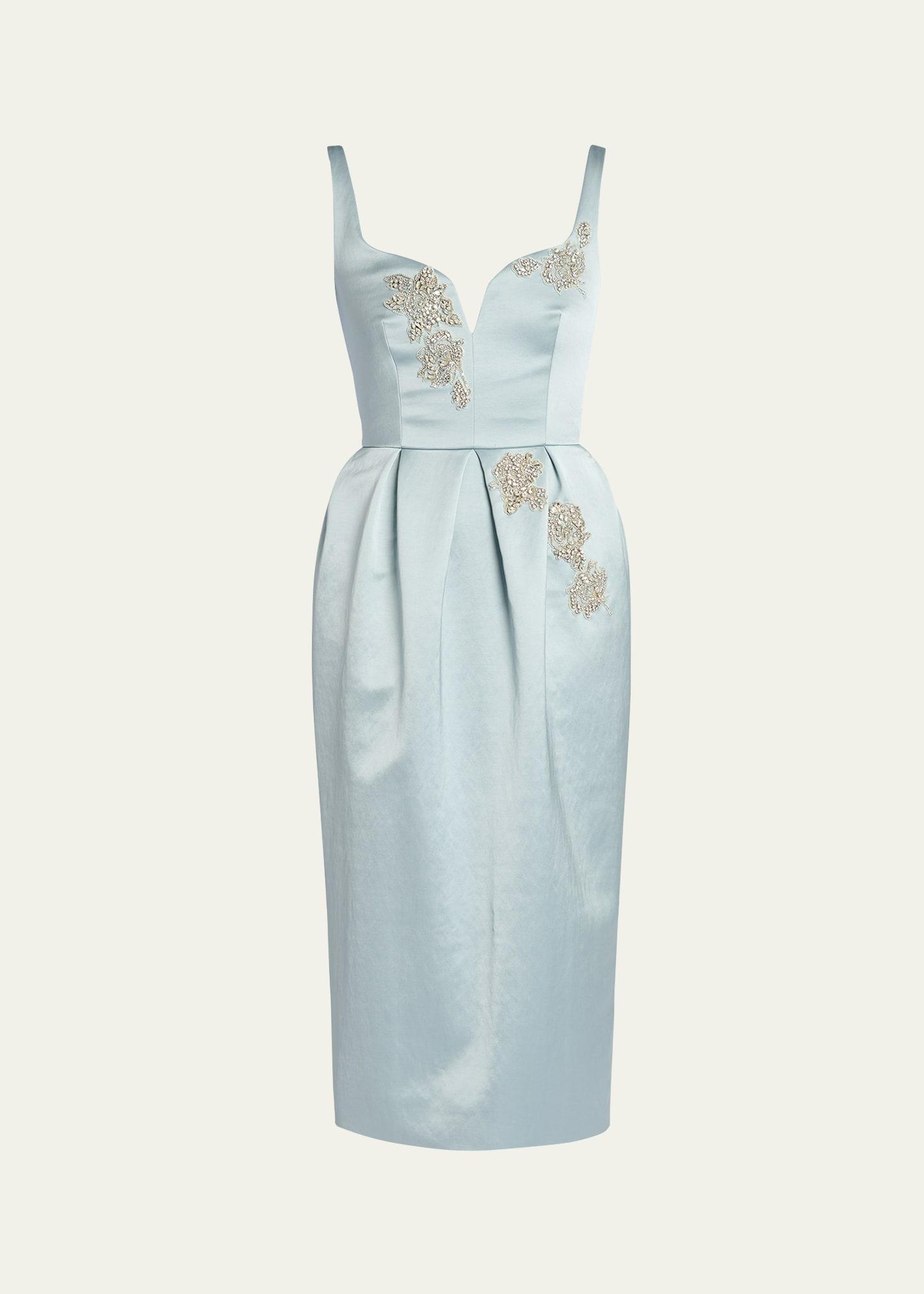 sleeveless crystal-embroidered midi cocktail dress