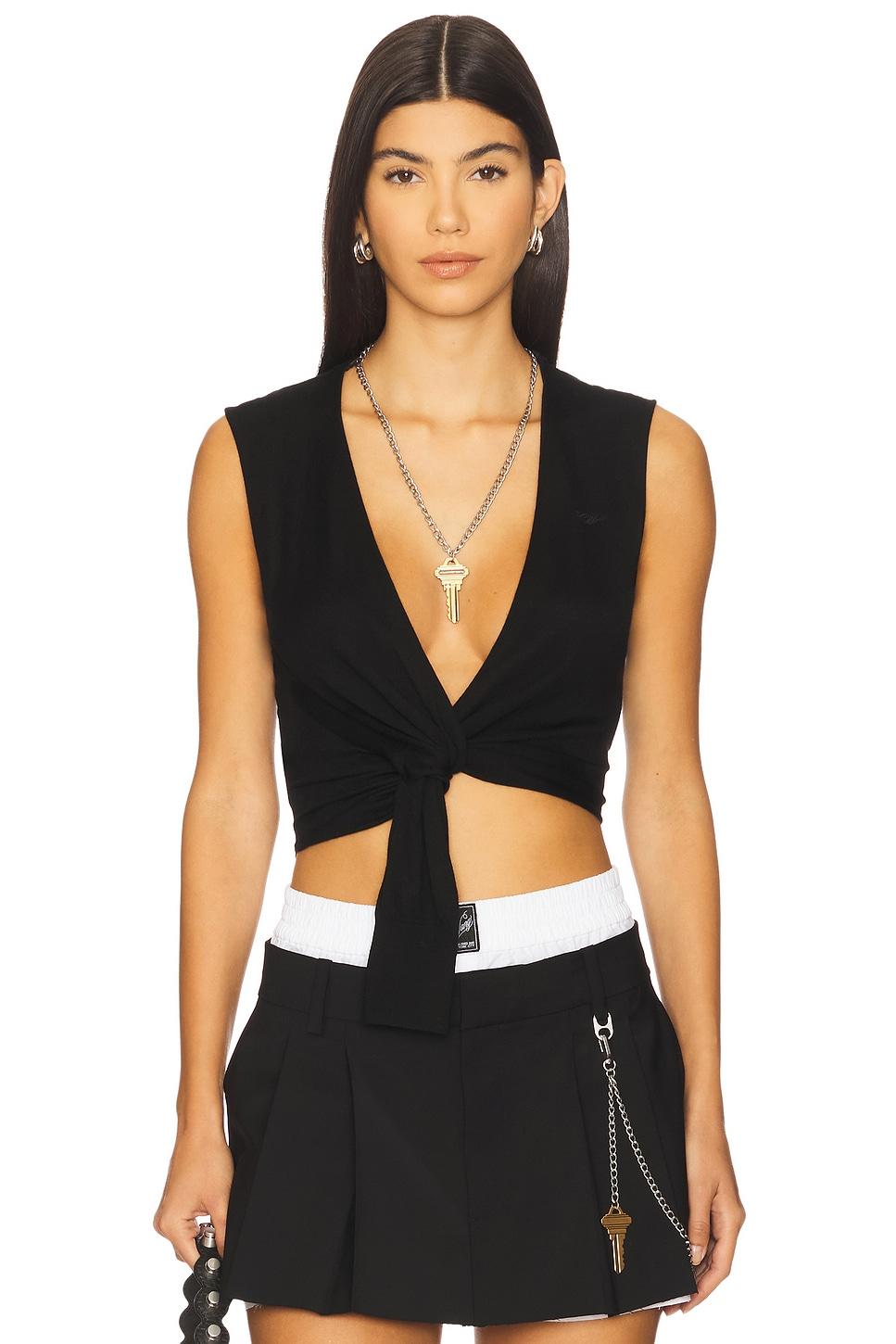 sleeveless deep v-neck top