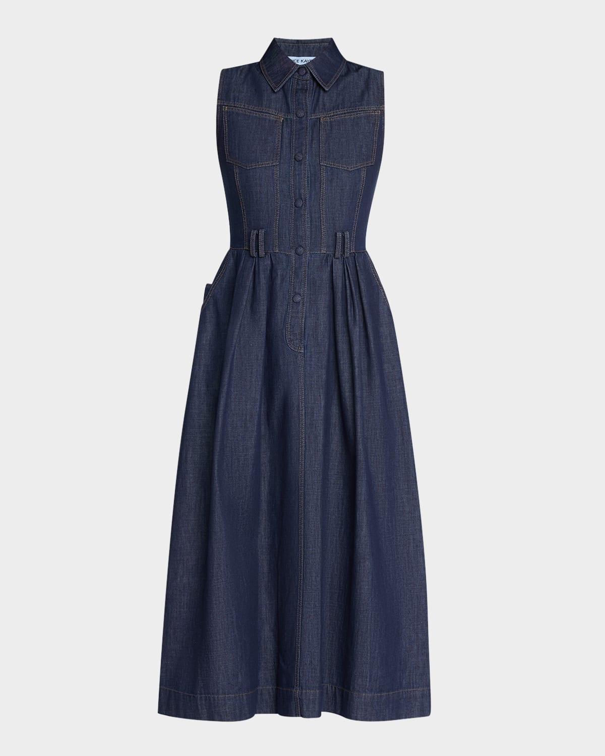 sleeveless denim midi shirtdress