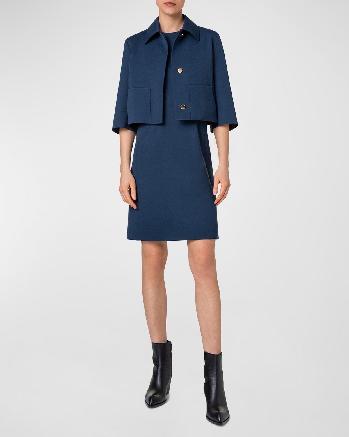 sleeveless double-face wool sheath dress