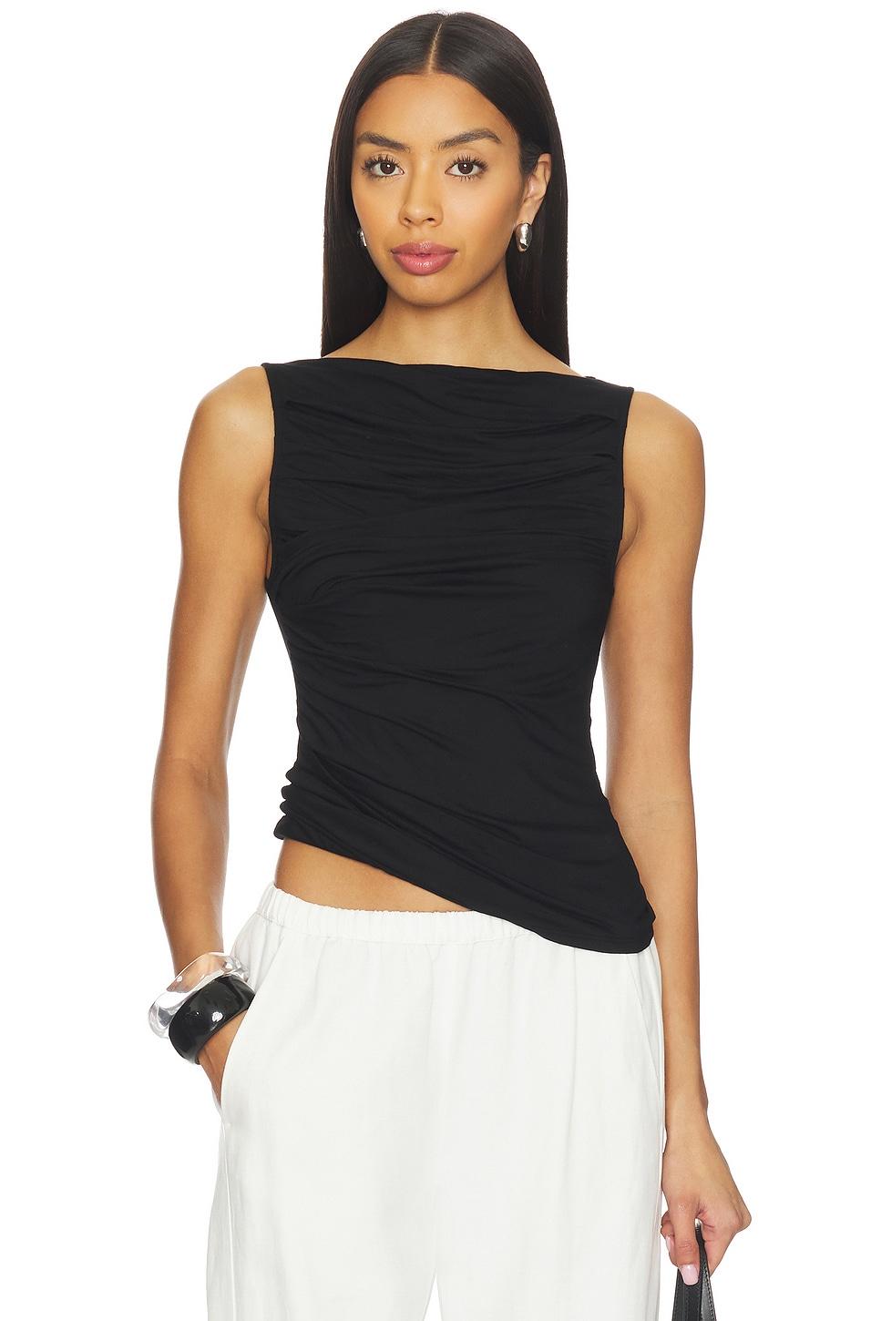 sleeveless draped boatneck top