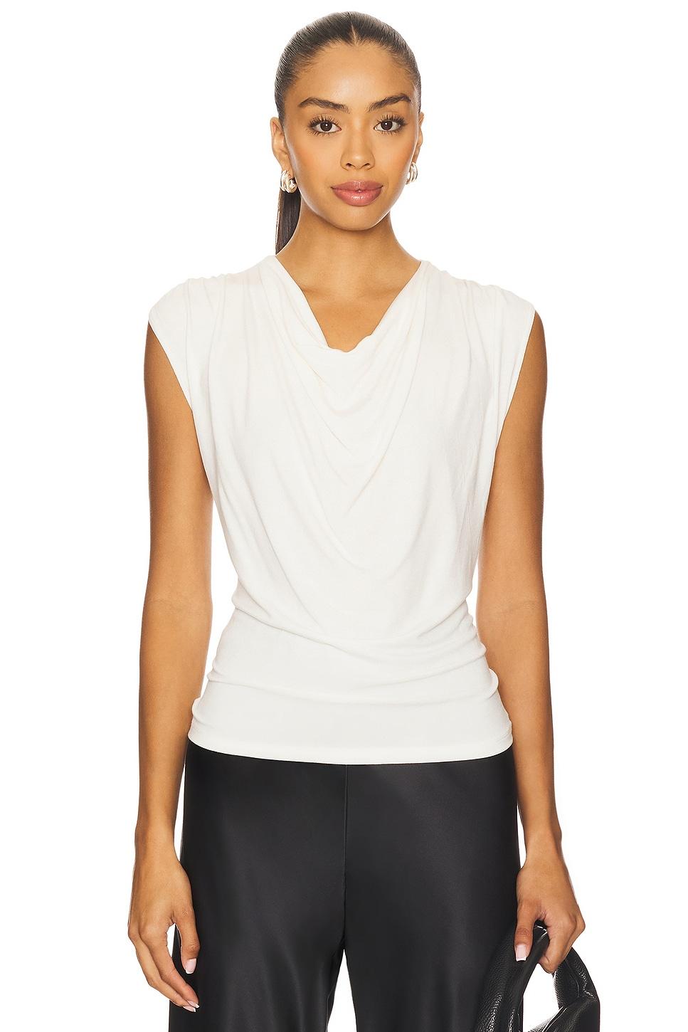 sleeveless draped cowl neck top