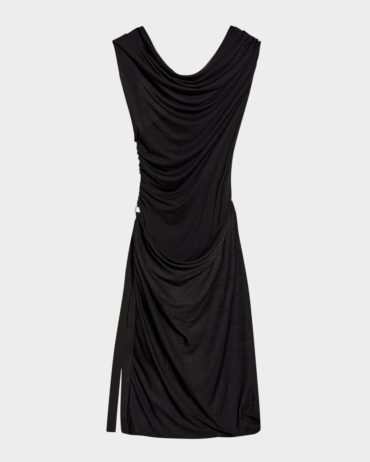 sleeveless draped jersey dress