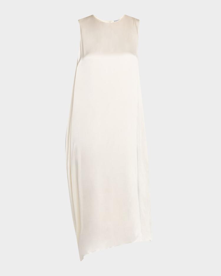 sleeveless draped silk midi dress