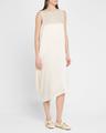 sleeveless draped silk midi dress