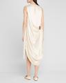 sleeveless draped silk midi dress
