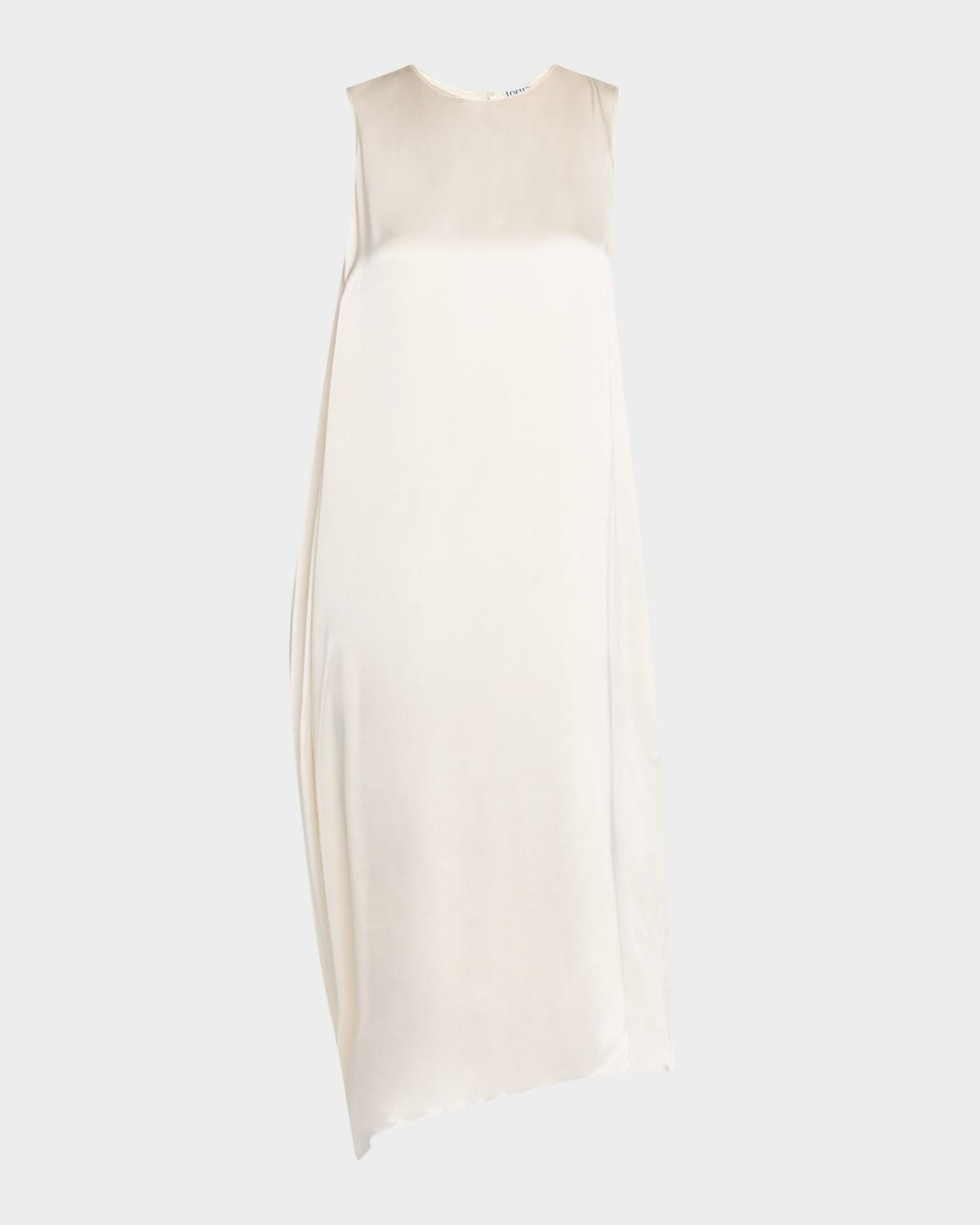 sleeveless draped silk midi dress